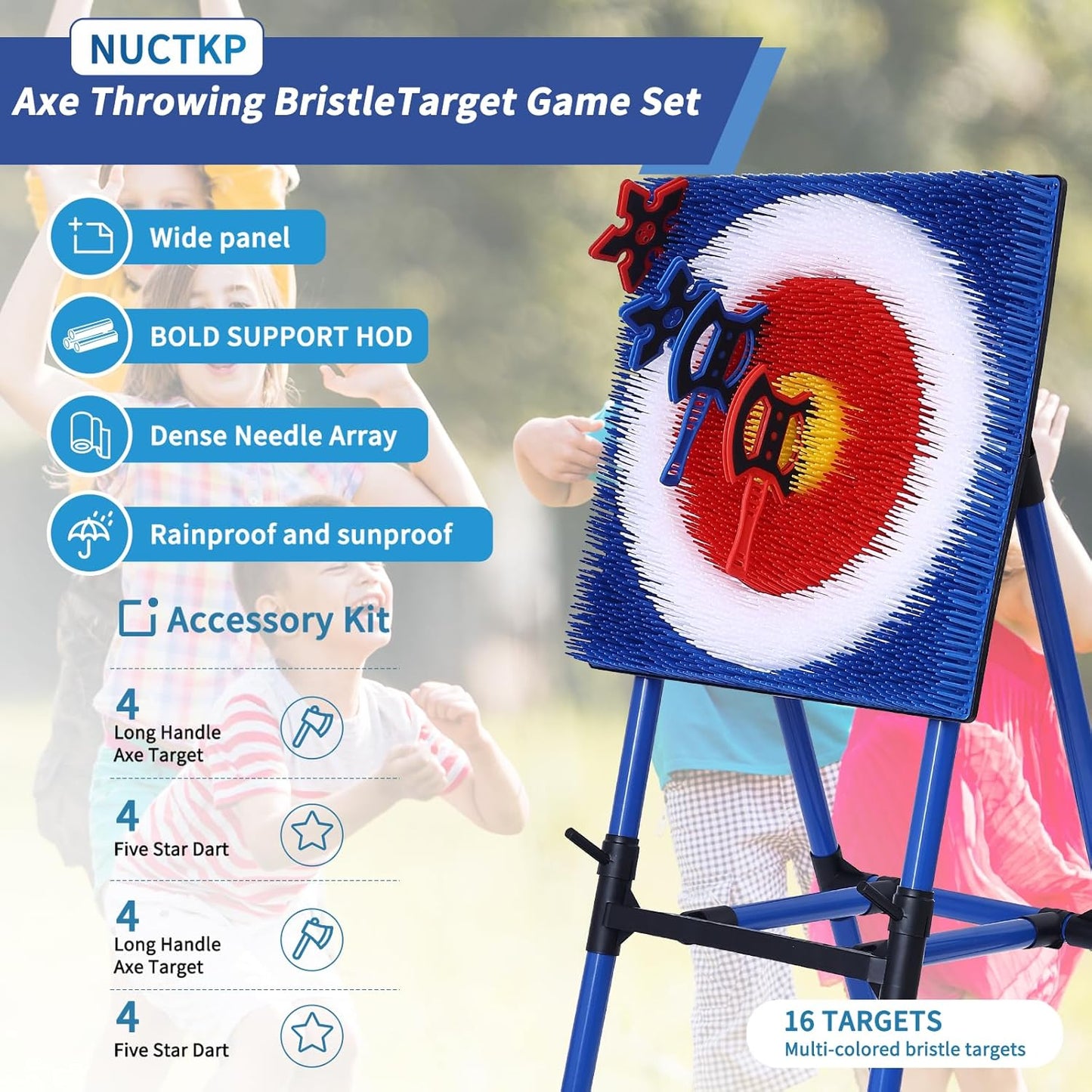 Axe Throwing Bristle Target with 8 Throwing Axes Set