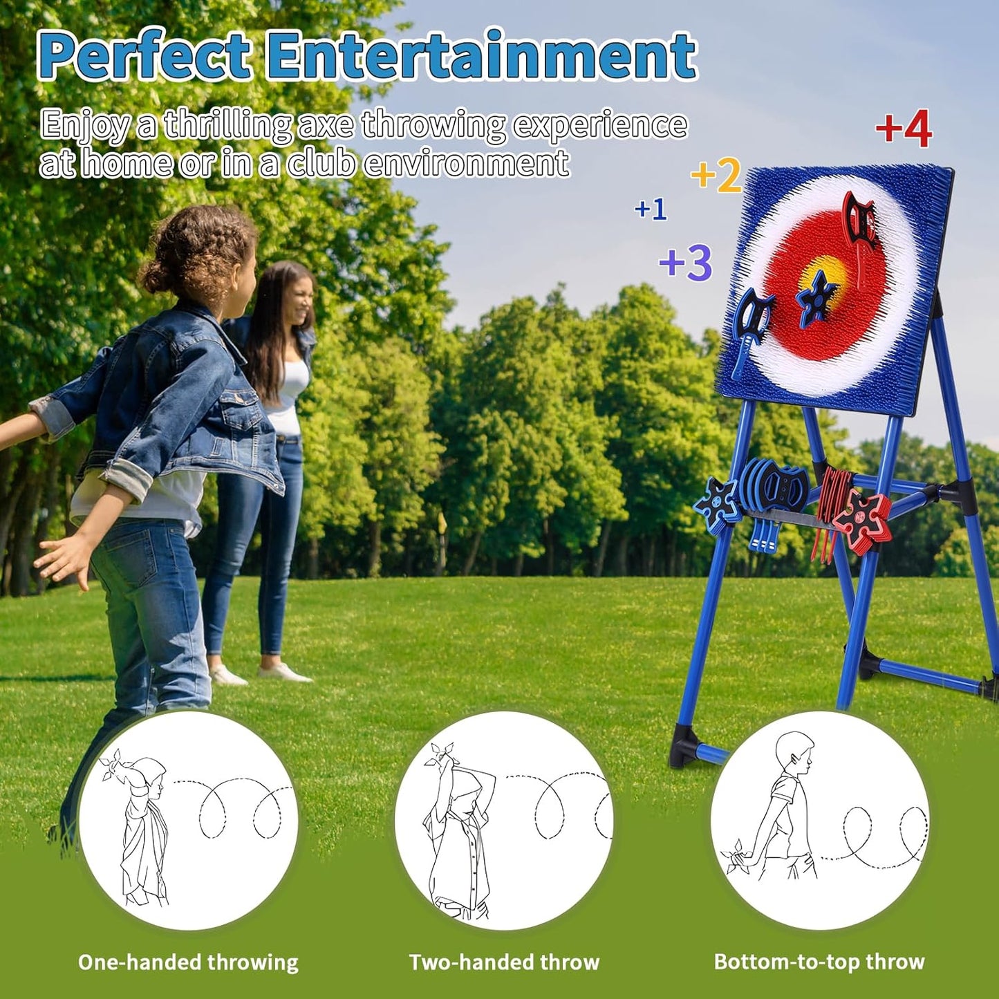 Axe Throwing Bristle Target with 8 Throwing Axes Set