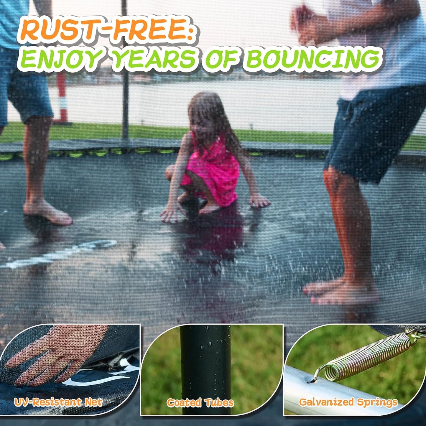 CalmMax 10FT 12FT 14FT 15FT 16FT Trampoline with Enclosure Recreational Trampolines with Ladder