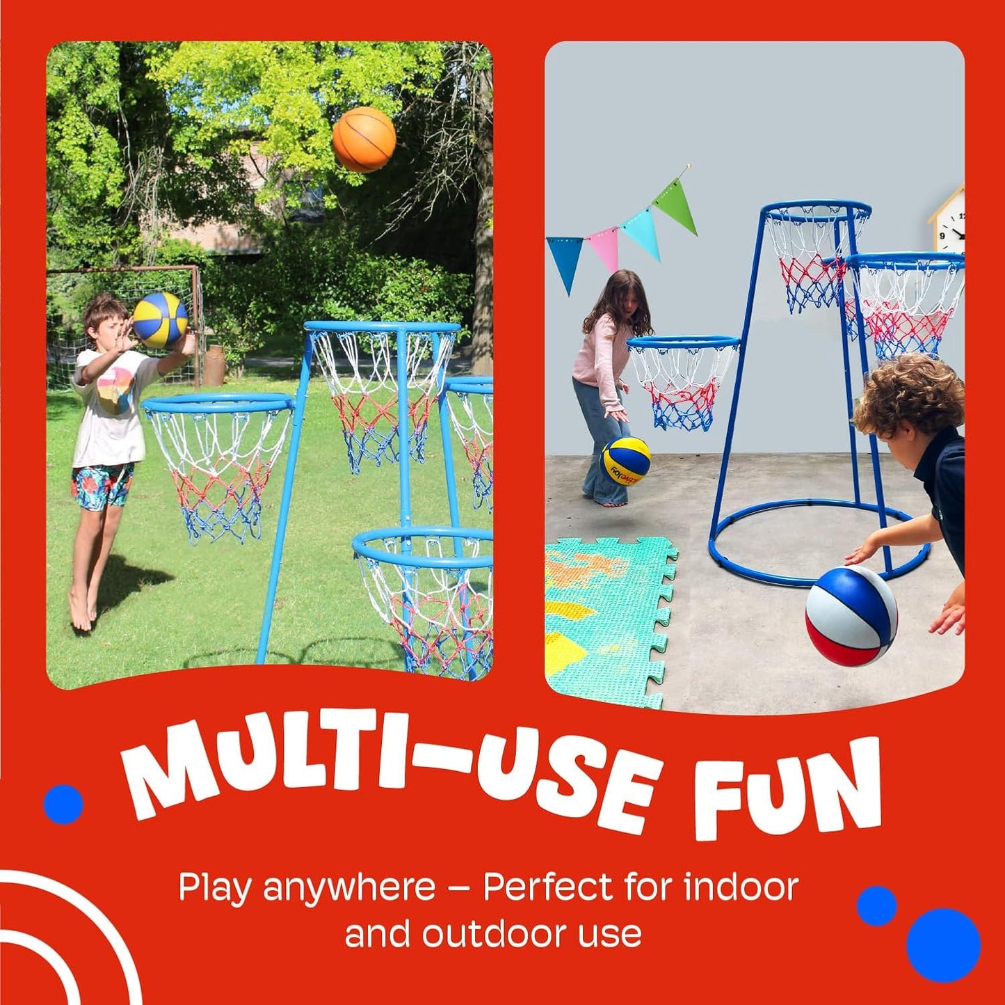 4 Hoop Basketball Set - Toddler Basketball Hoop Indoor - Outdoor