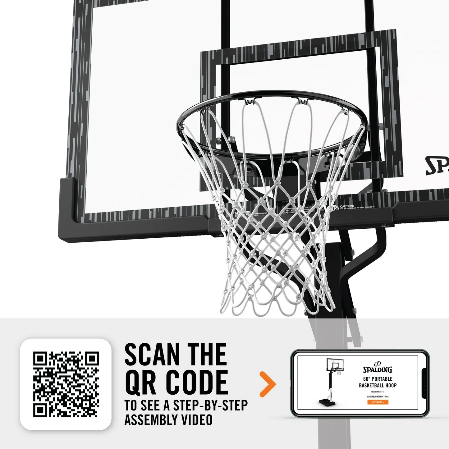Spalding 60 inch Acrylic Screw Jack Portable Basketball Hoop System