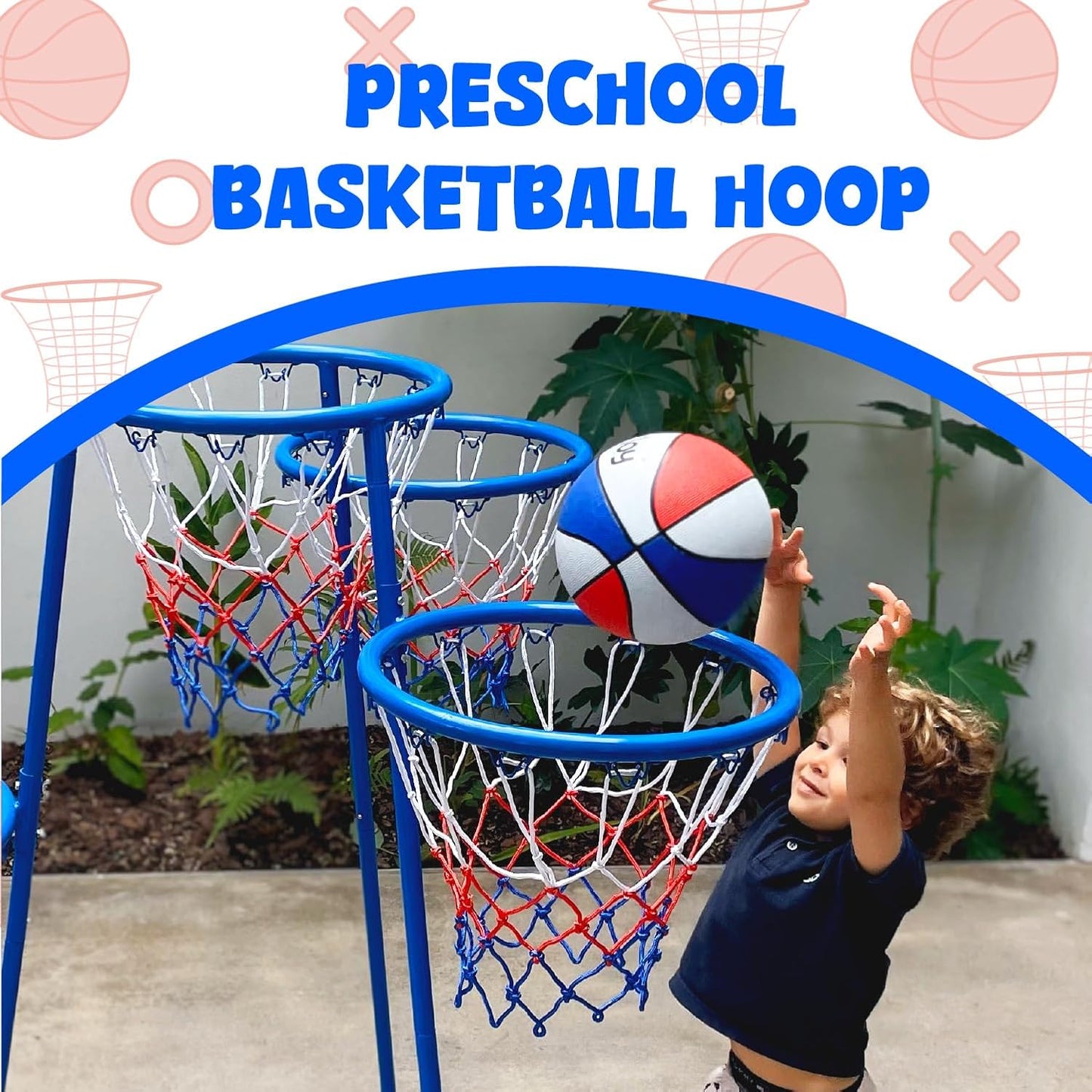 4 Hoop Basketball Set - Toddler Basketball Hoop Indoor - Outdoor