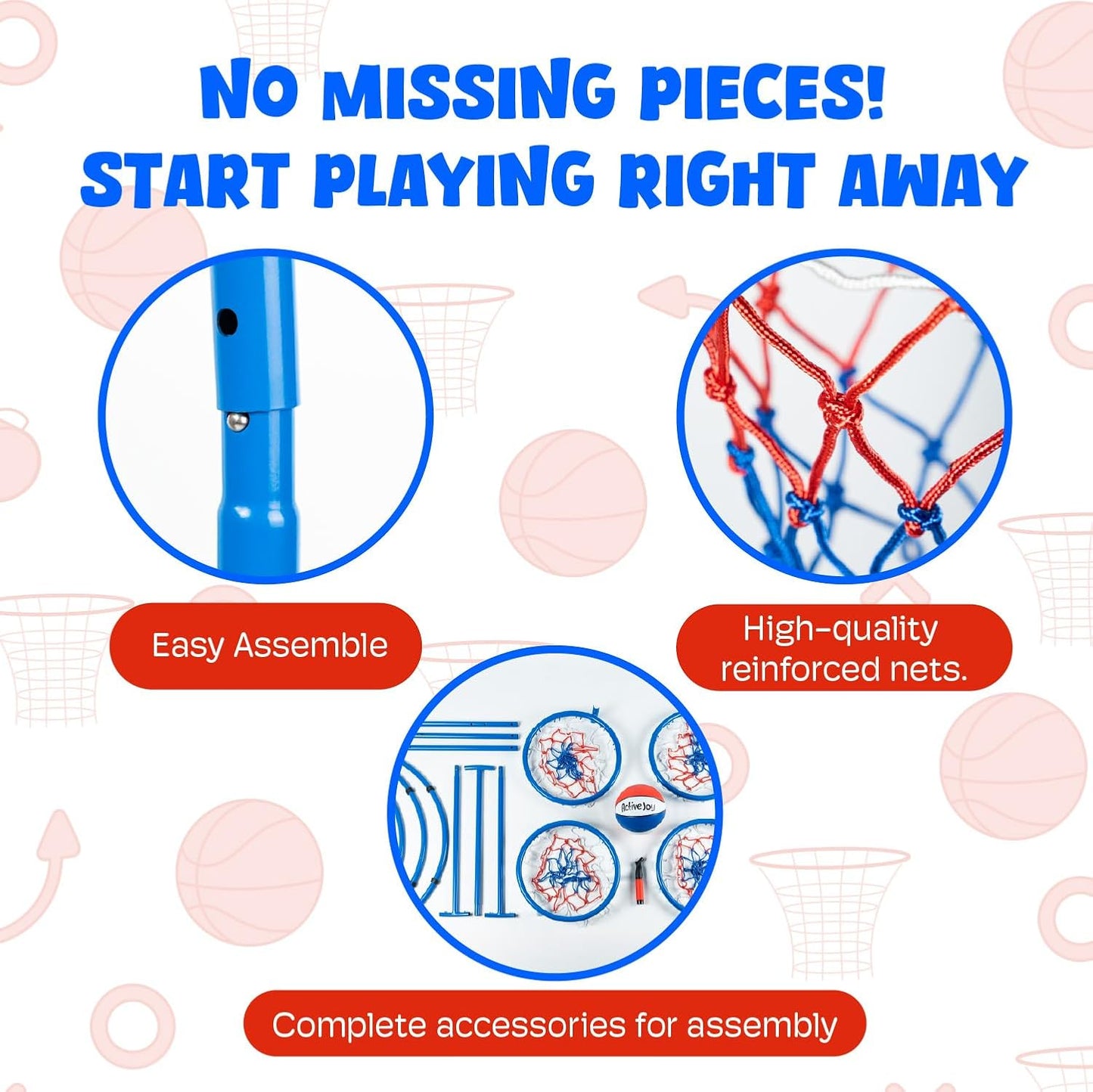 4 Hoop Basketball Set - Toddler Basketball Hoop Indoor - Outdoor