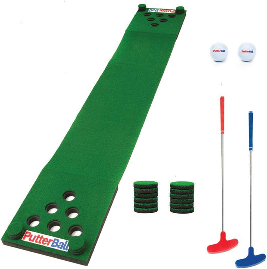 Original Golf Pong Game Set – Backyard 12 ft Putting Green Golf Mat with 2 Putters, 2 Balls & Hole Covers