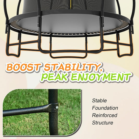 CalmMax 10FT 12FT 14FT 15FT 16FT Trampoline with Enclosure Recreational Trampolines with Ladder