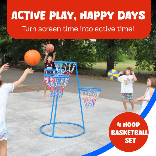 4 Hoop Basketball Set - Toddler Basketball Hoop Indoor - Outdoor