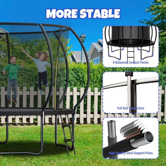 Recreational Trampoline with Enclosure Net & Ladder
