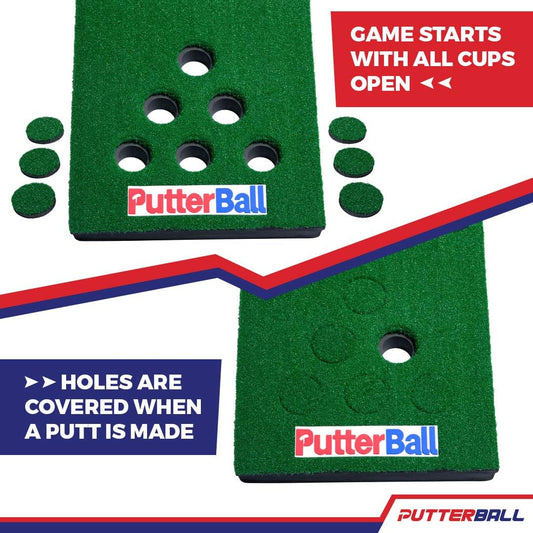 Original Golf Pong Game Set – Backyard 12 ft Putting Green Golf Mat with 2 Putters, 2 Balls & Hole Covers