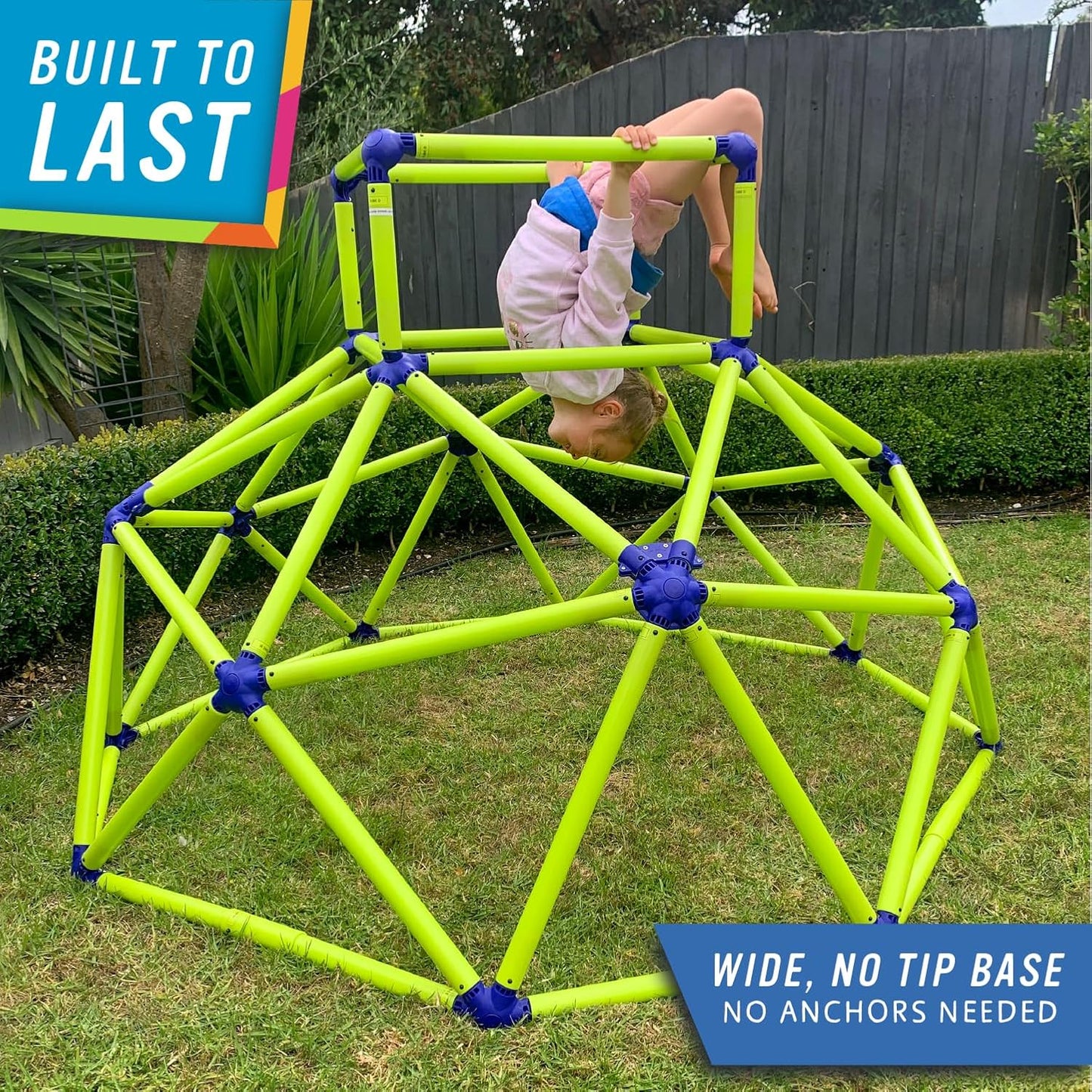 Eezy Peezy Monkey Bars Climbing Tower - Active Outdoor Fun for Kids Ages 3 to 6 Years Old, Green/Blue.