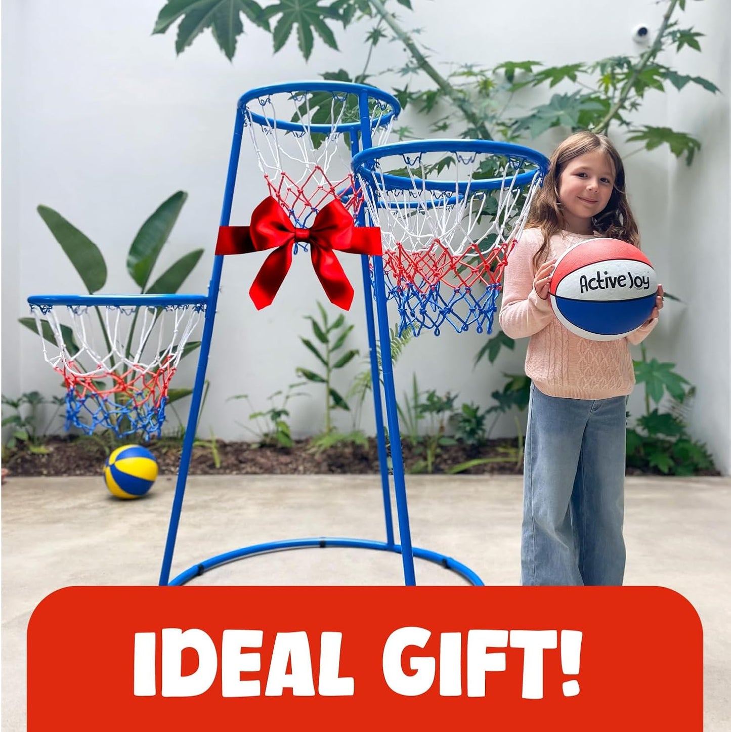 4 Hoop Basketball Set - Toddler Basketball Hoop Indoor - Outdoor